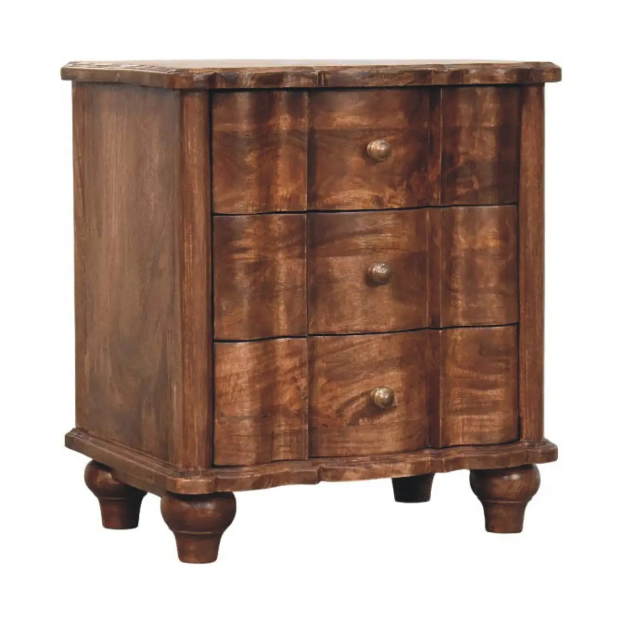 Lume solid mango wood bedside table roasted almond finish
