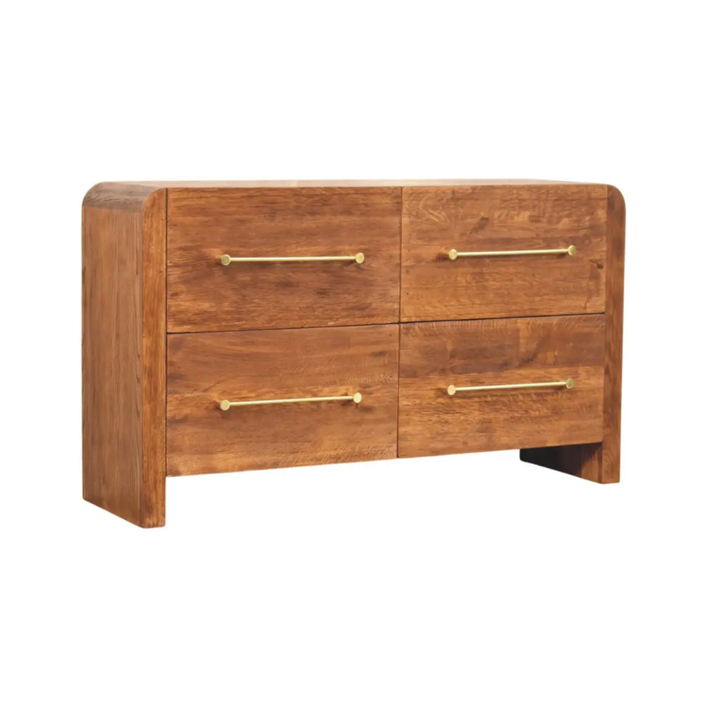 solid wood dresser with brass handles