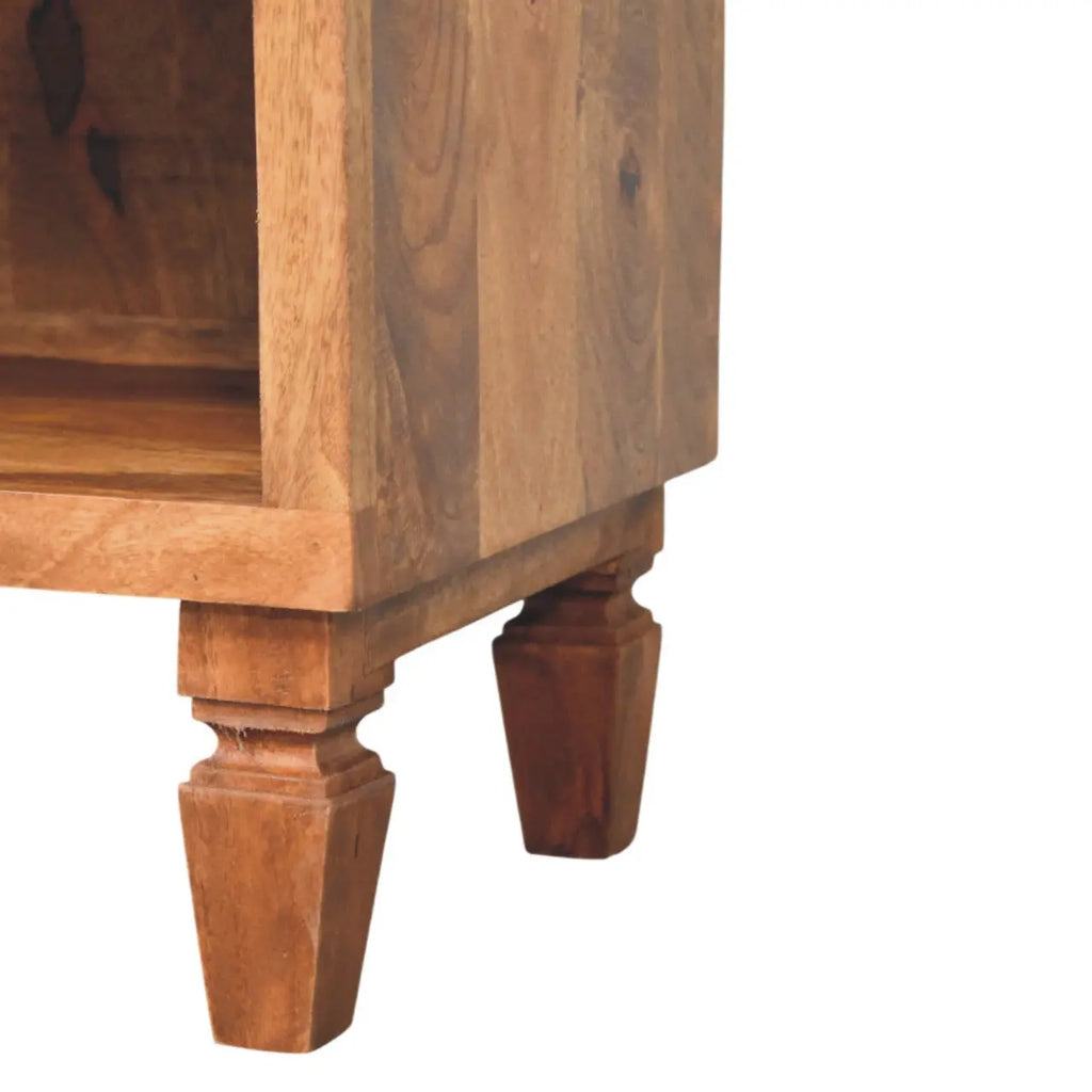 Cadiz Carved Entryway Shoe Cabinet - Golden Teak Finish - Avivra