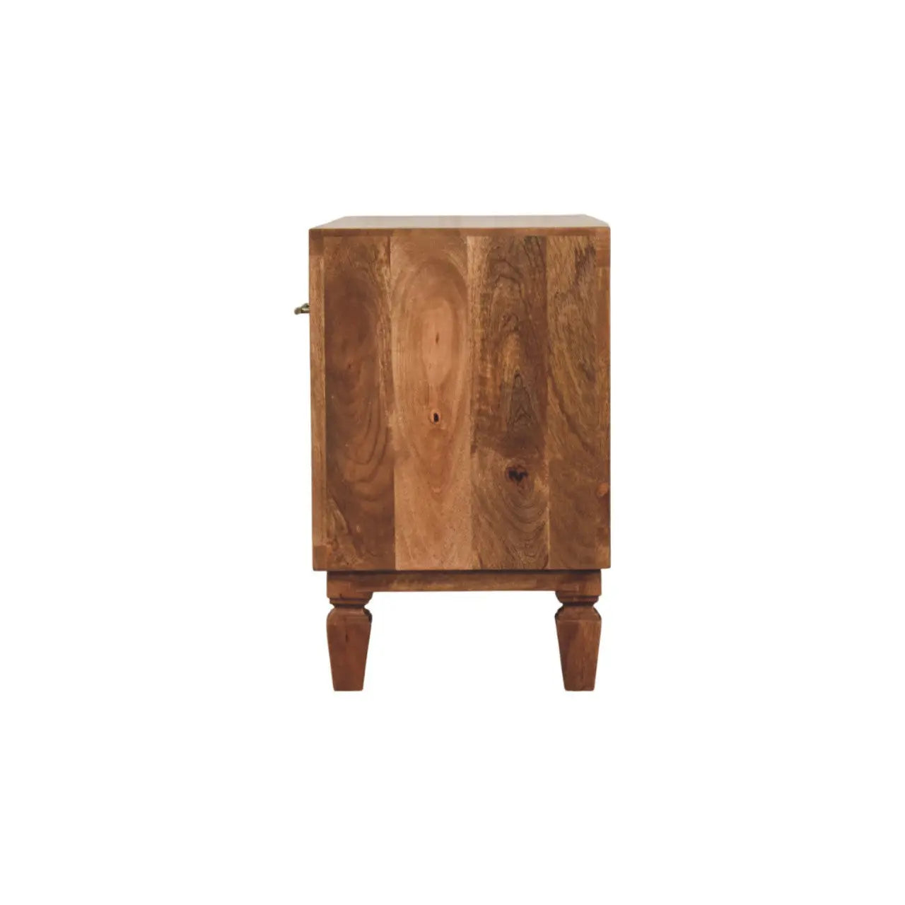 Cadiz Carved Entryway Shoe Cabinet - Golden Teak Finish - Avivra