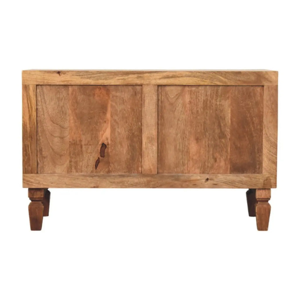 Cadiz Carved Entryway Shoe Cabinet - Golden Teak Finish - Avivra
