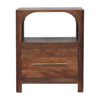 arc-line bedside table crafted from solid mango wood