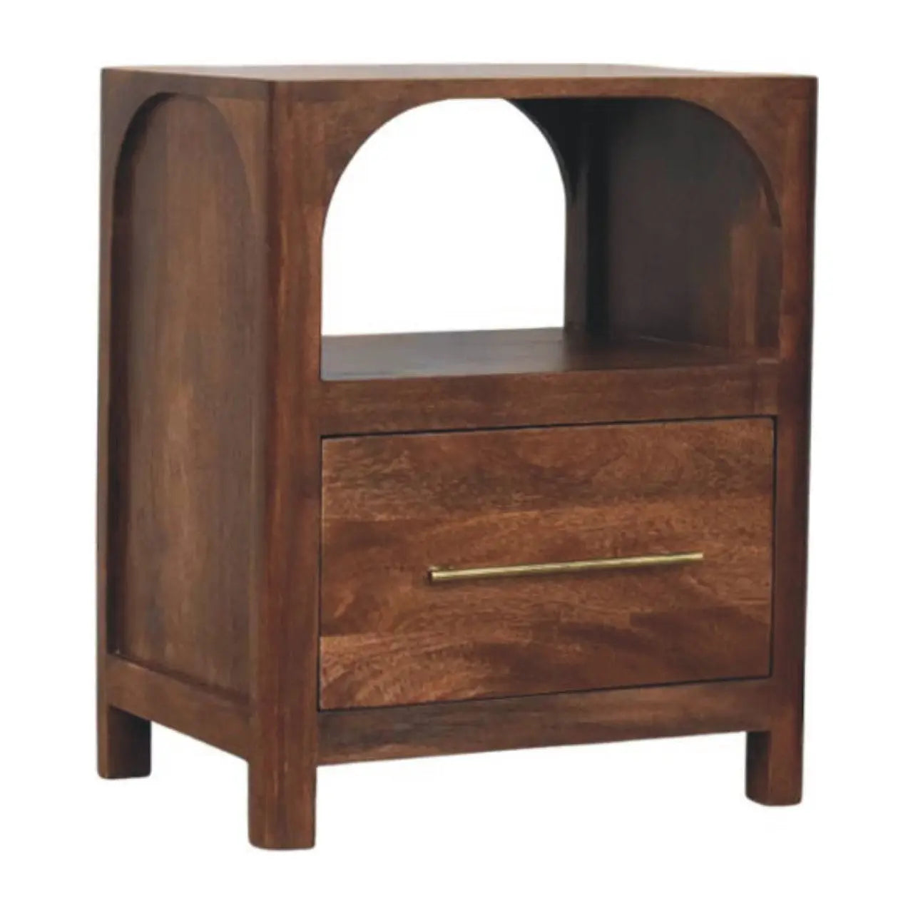 Arc-Line Bedside Tabl | Roasted Almond Finish - Avivra