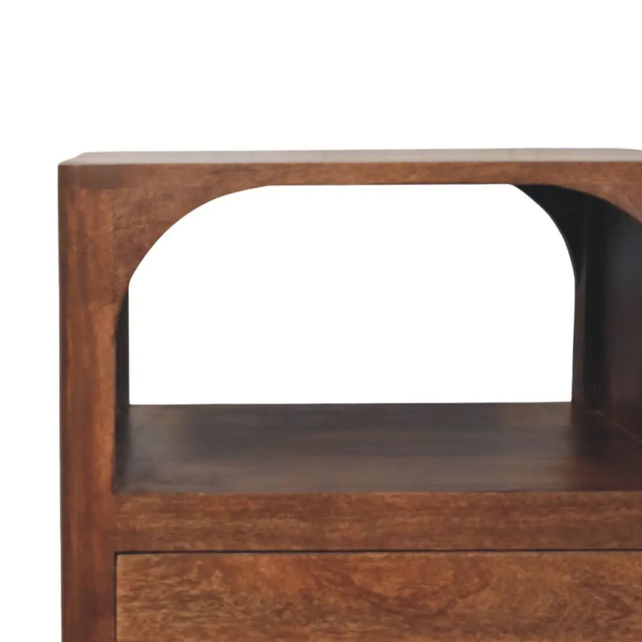 Arc-Line Bedside Tabl | Roasted Almond Finish - Avivra
