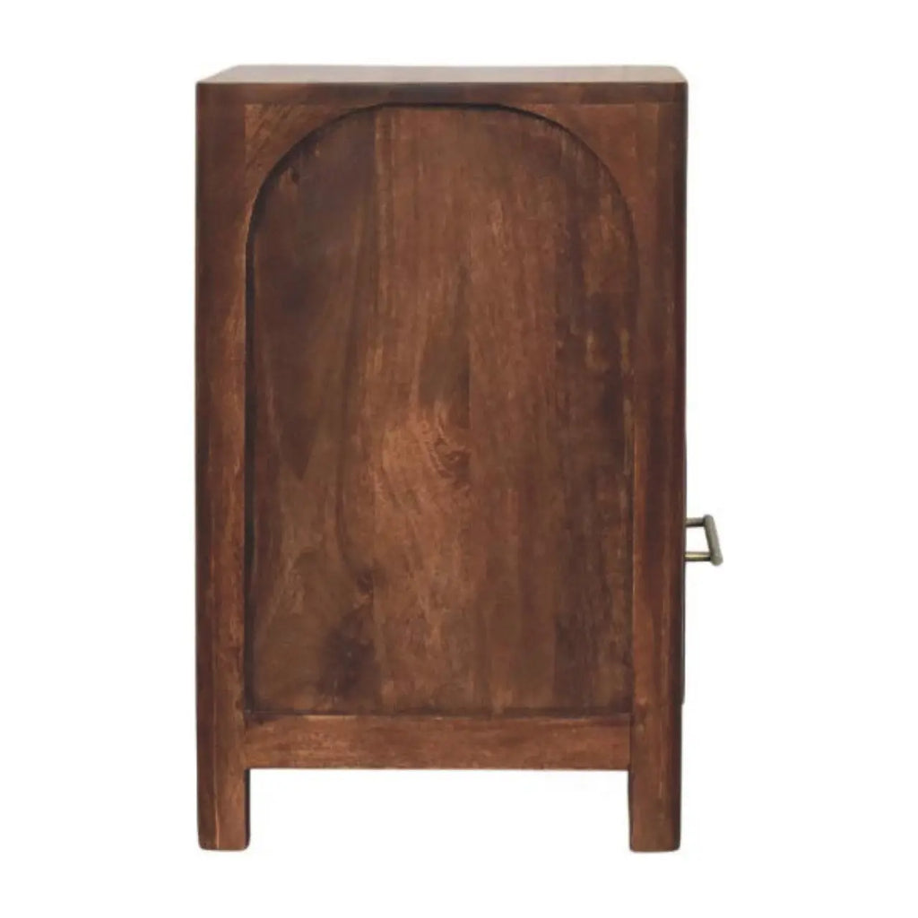 Arc-Line Bedside Tabl | Roasted Almond Finish - Avivra