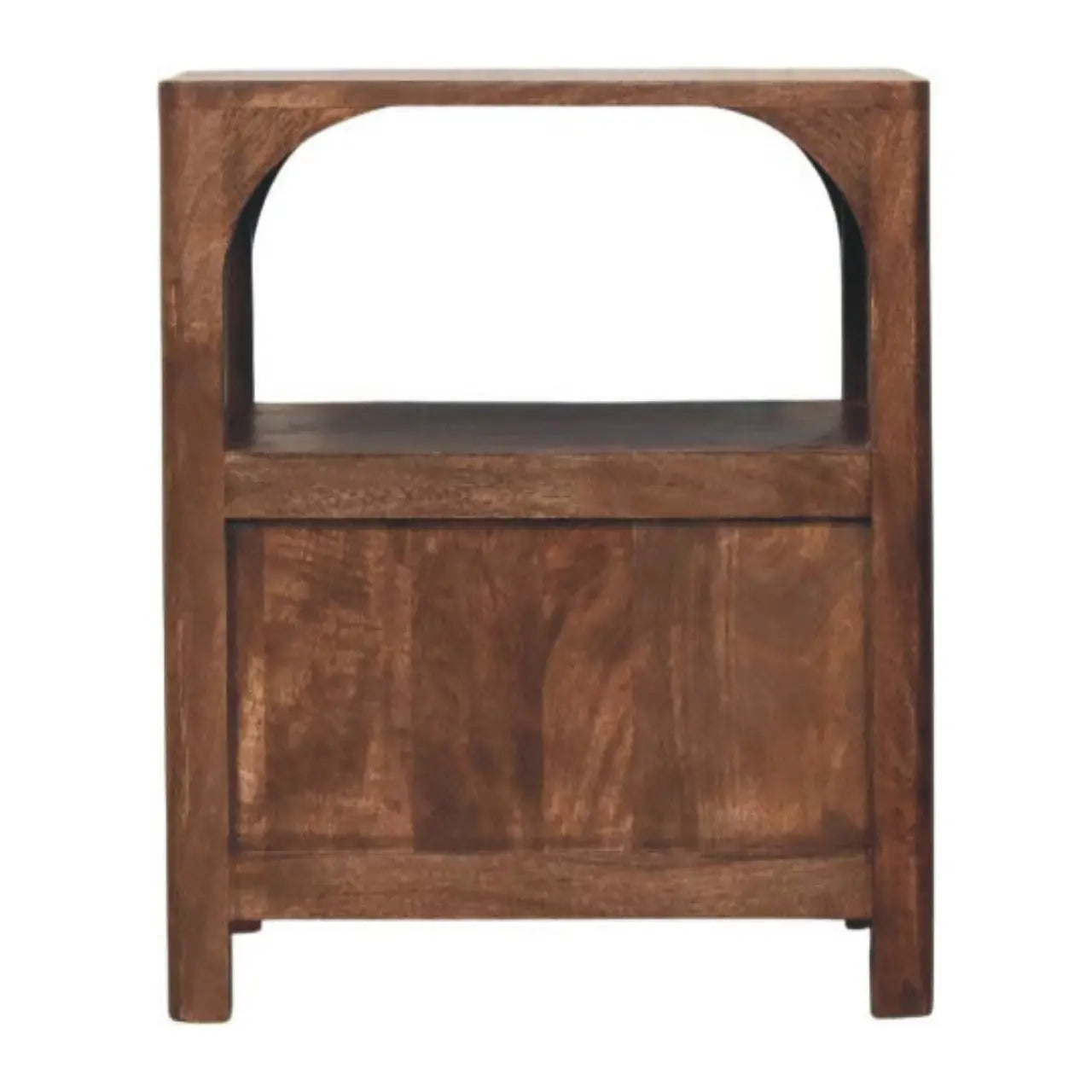 Arc-Line Bedside Tabl | Roasted Almond Finish - Avivra