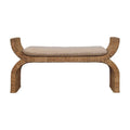 Rattan Weave Bouclé Bench – Solid Mango Wood, Oak Finish Avivra