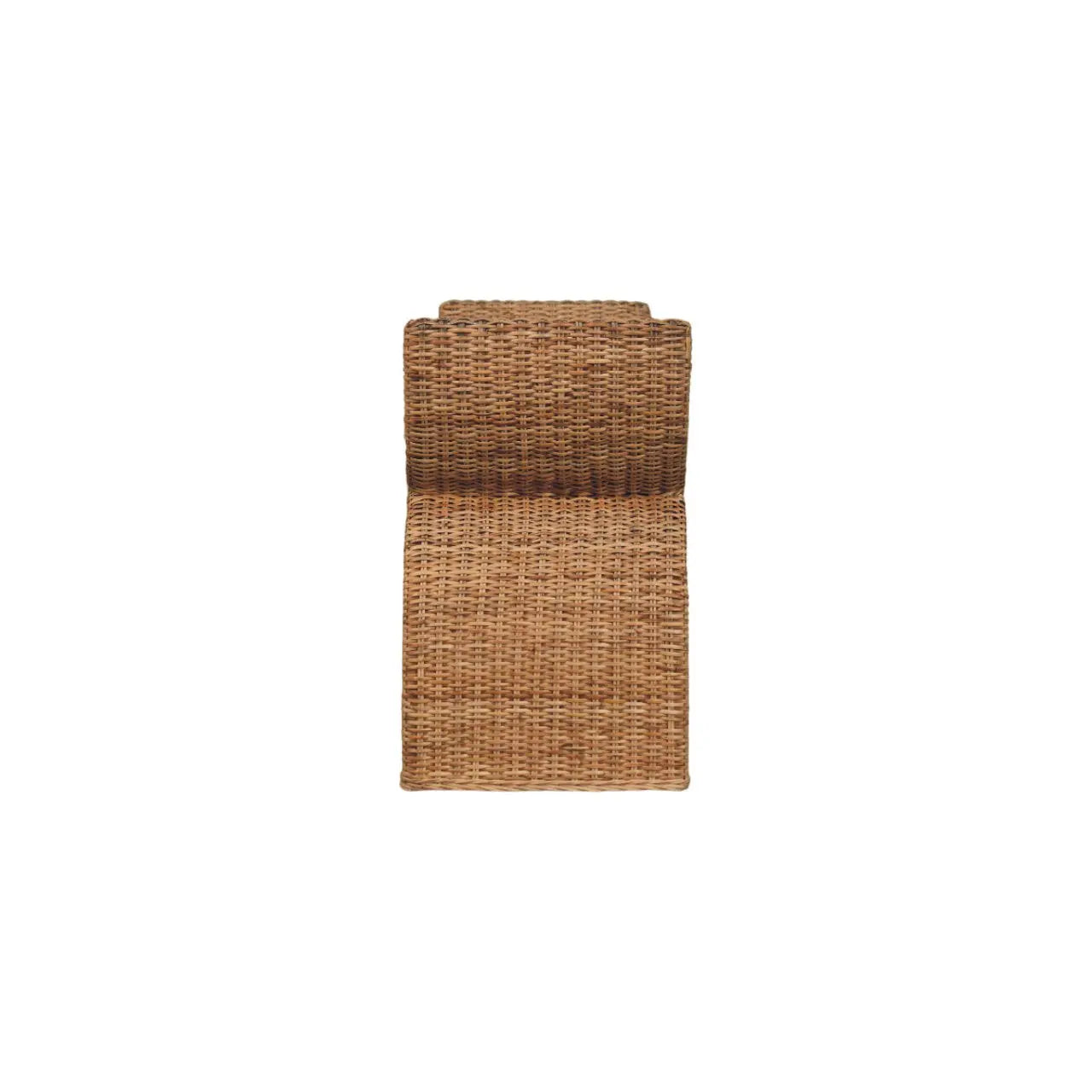 Rattan Weave Bouclé Bench – Solid Mango Wood, Oak Finish Avivra