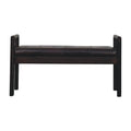 gridline leather bench with solid wood frame