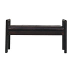 gridline leather bench with solid wood frame