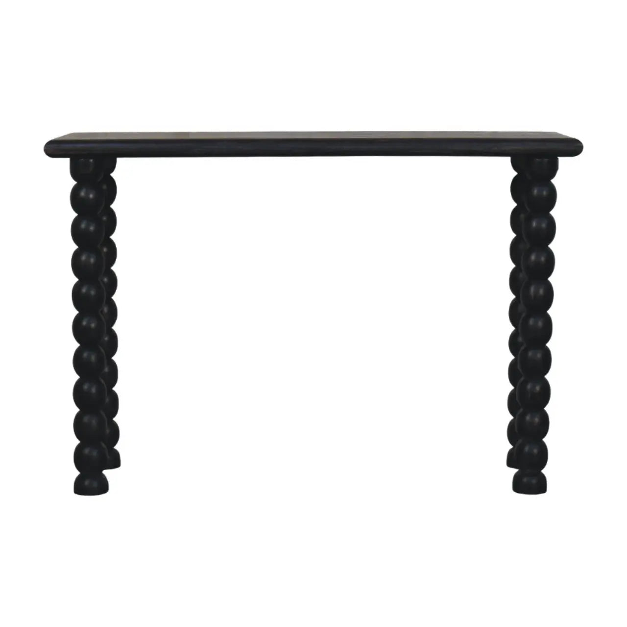 Spindle Linear Console crafted from solid mango wood in Carbon Ash finish