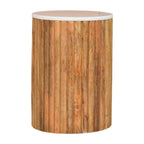 fluted marble side table crafted from solid mango wood