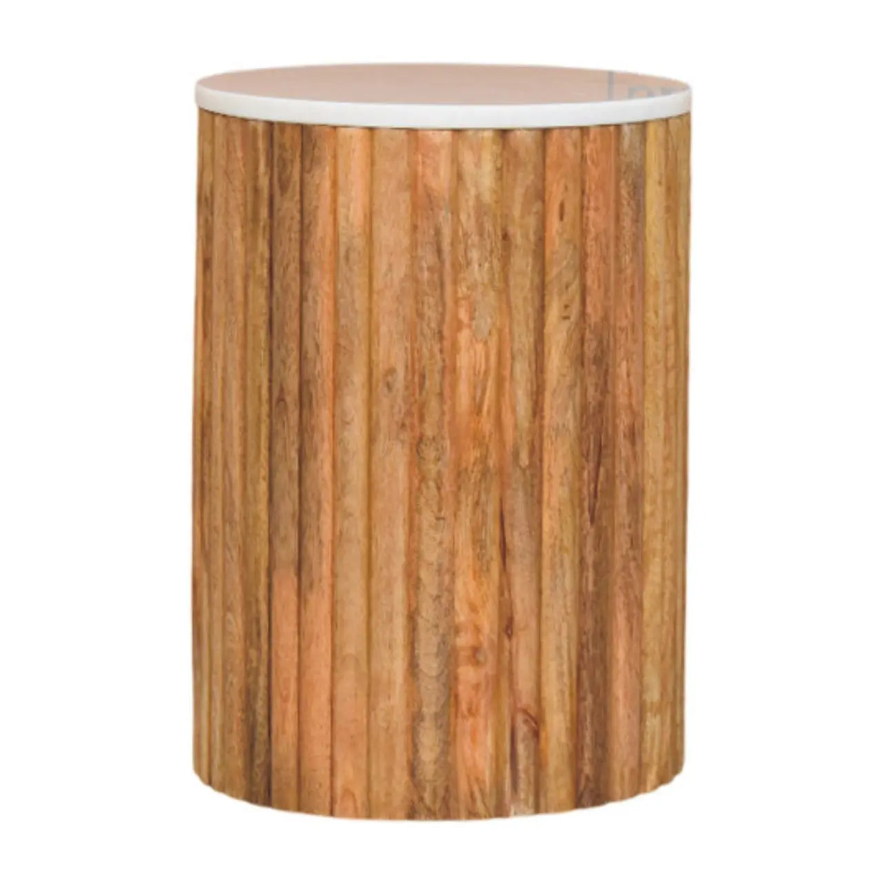 fluted marble side table crafted from solid mango wood