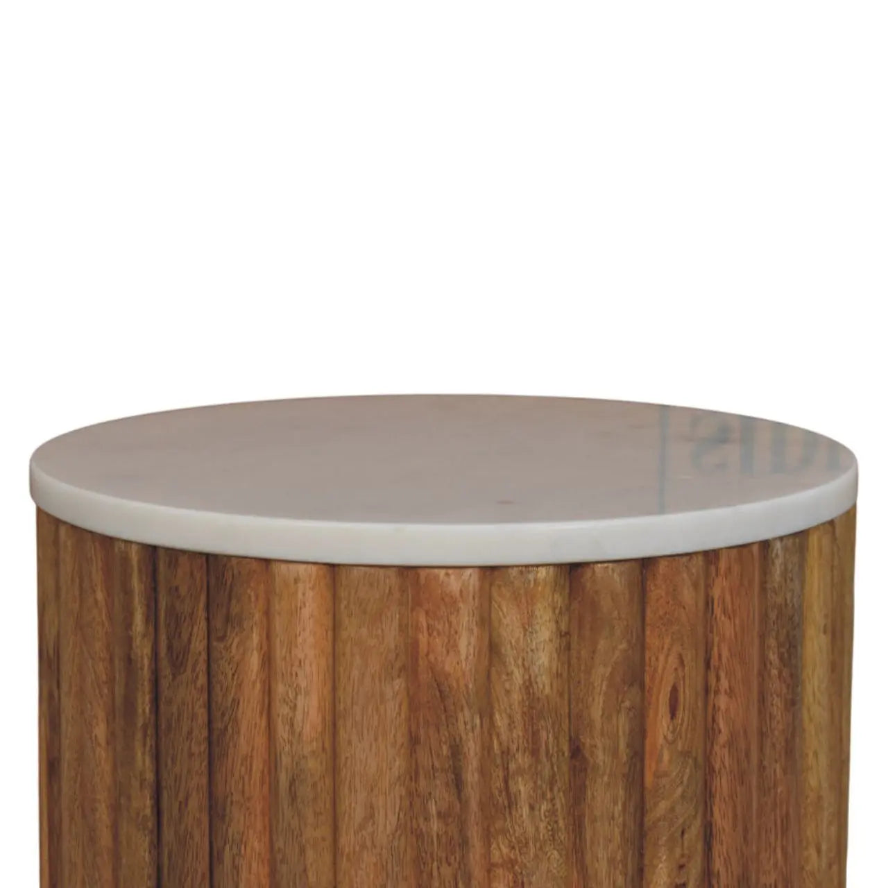 Fluted Marble Side Table | Oak-ish Finish - Avivra