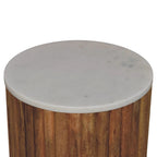 Fluted Marble Side Table | Oak-ish Finish - Avivra