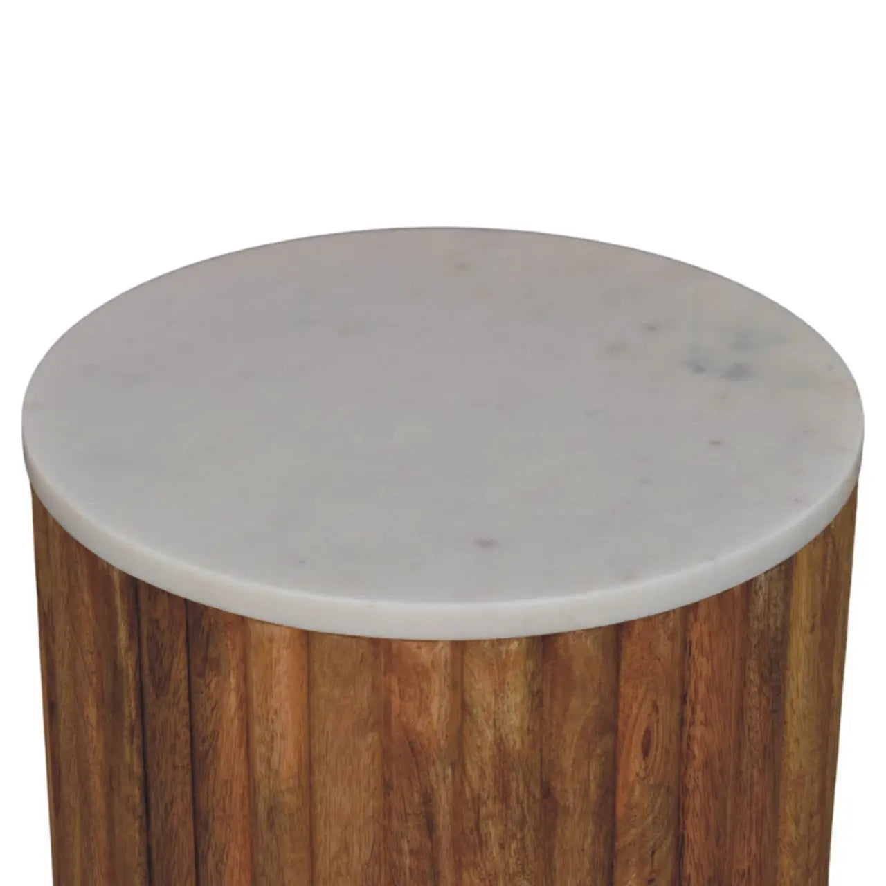 Fluted Marble Side Table | Oak-ish Finish - Avivra