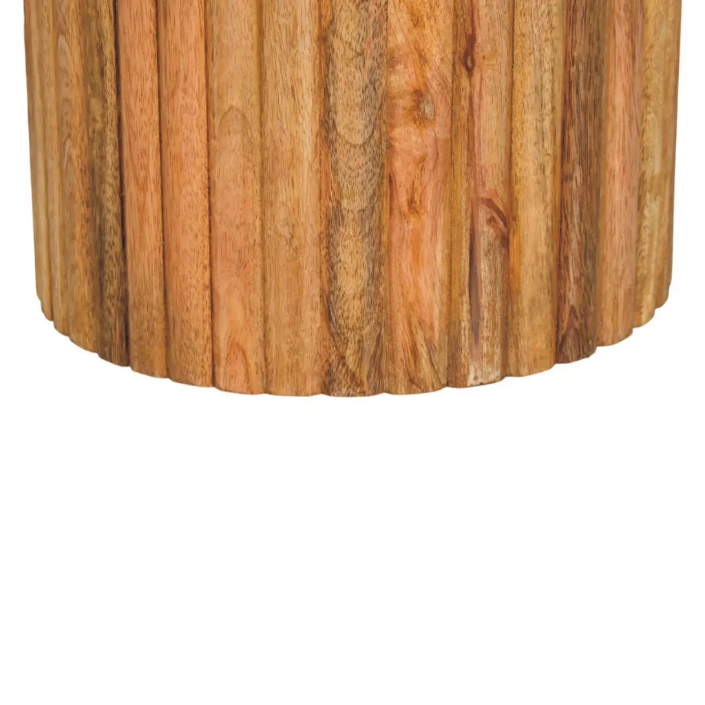 Fluted Marble Side Table | Oak-ish Finish - Avivra