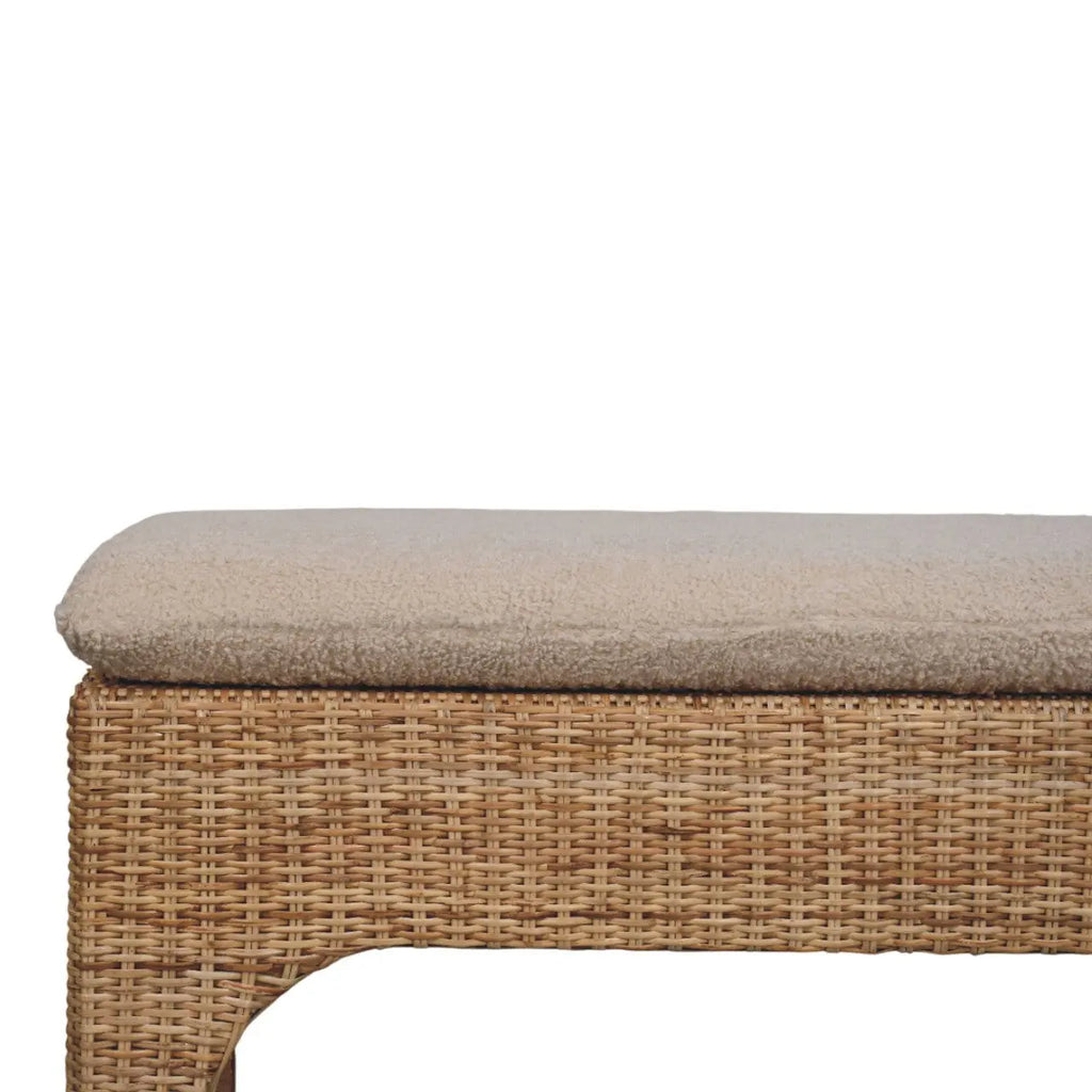 Rattan Harmony Bench – Solid Mango Wood, Rattan Weave Design Avivra