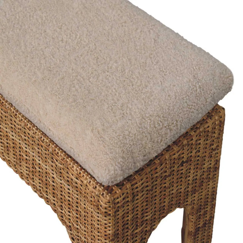 Rattan Harmony Bench – Solid Mango Wood, Rattan Weave Design Avivra