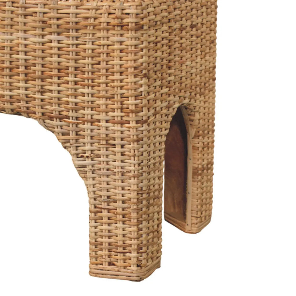Rattan Harmony Bench – Solid Mango Wood, Rattan Weave Design Avivra