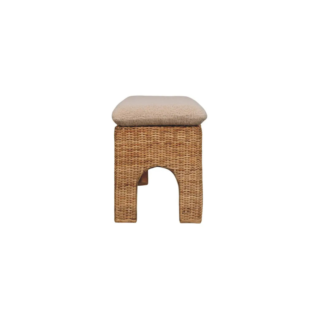 Rattan Harmony Bench – Solid Mango Wood, Rattan Weave Design Avivra