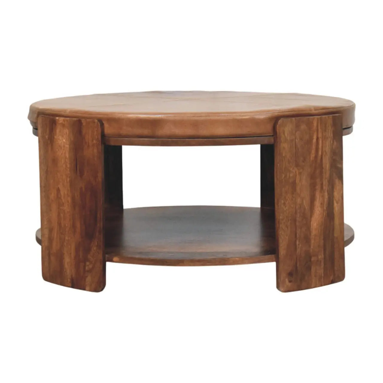 savoy leather coffee table crafted from solid mango wood