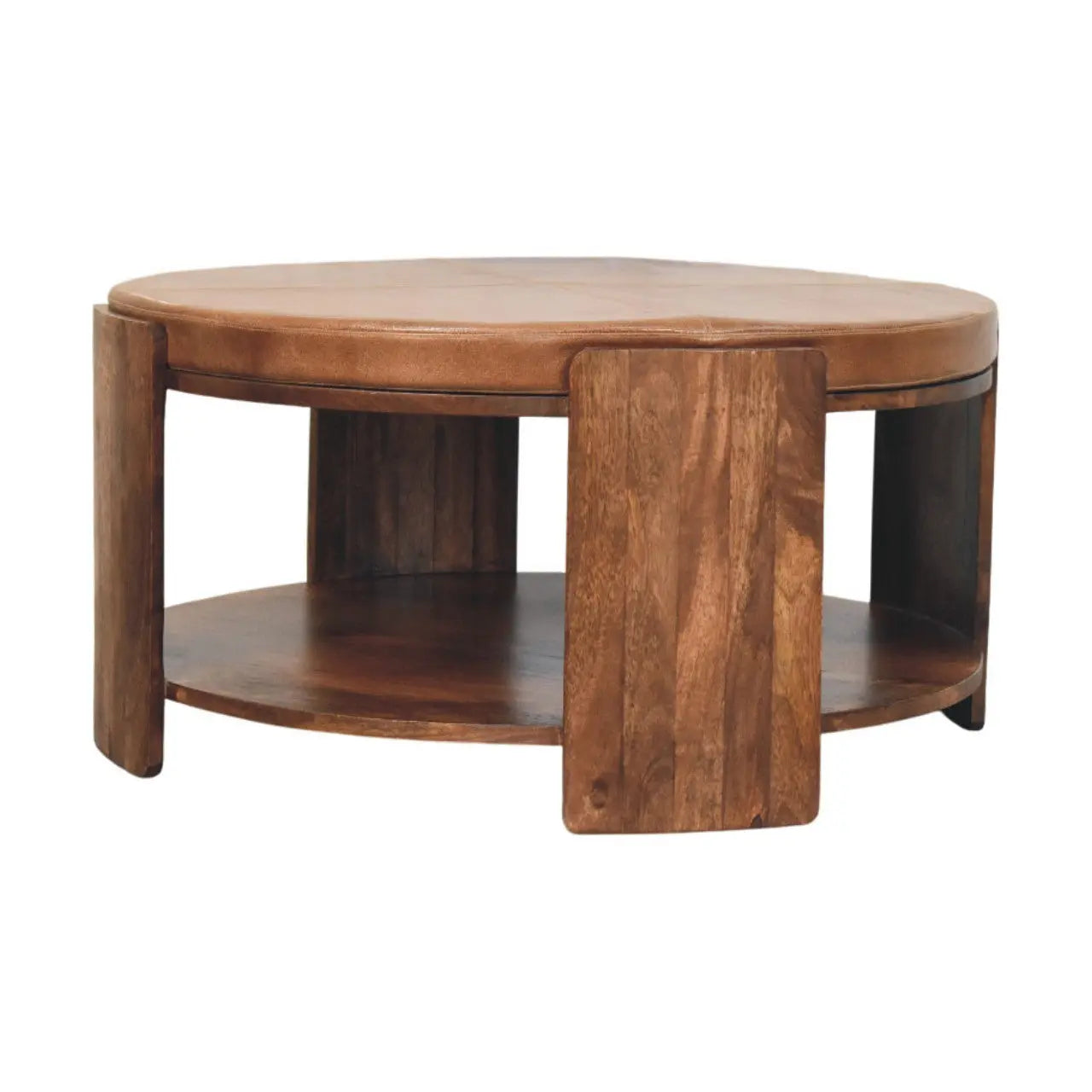 Savoy Leather Coffee Table – Roasted Almond Finish - Avivra