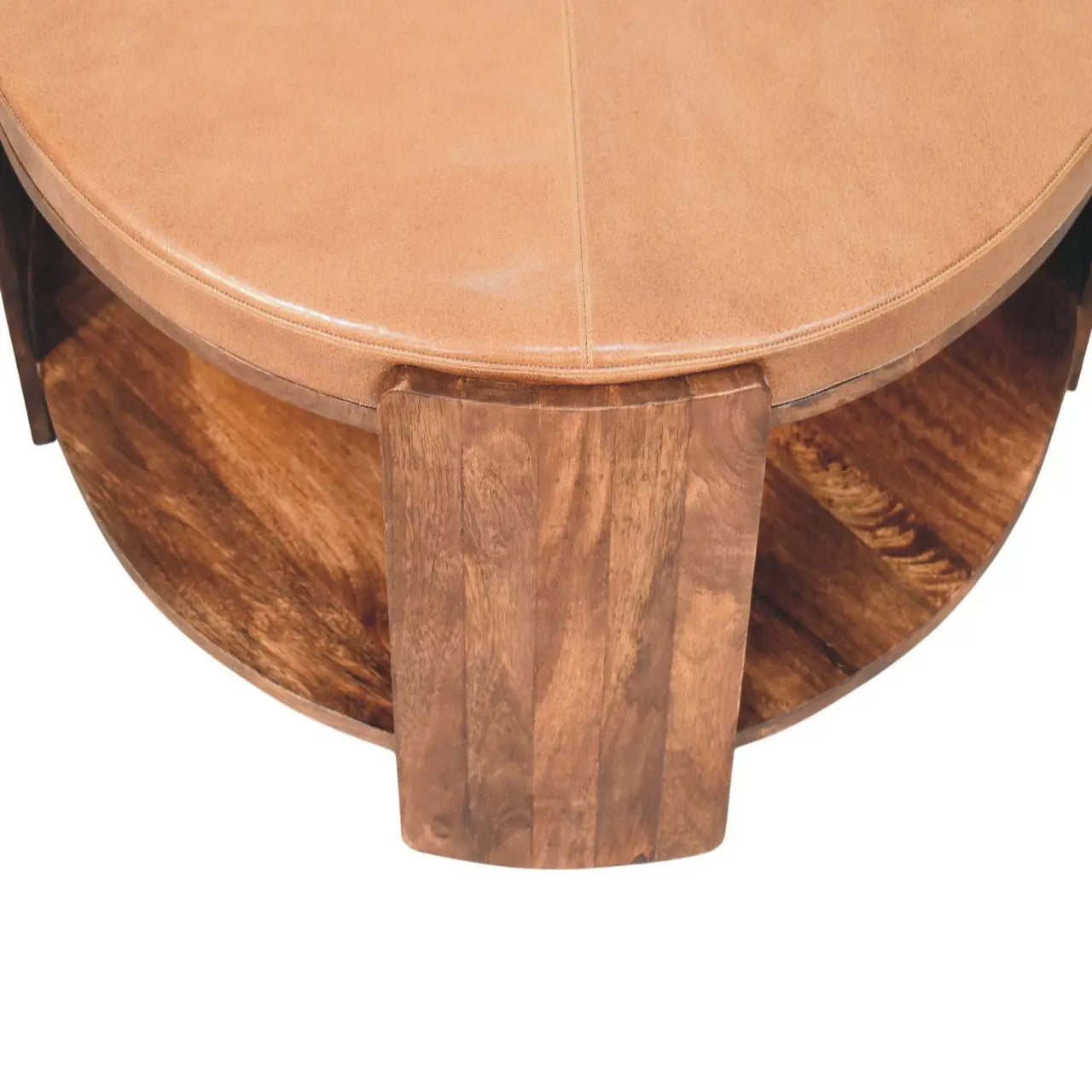 Savoy Leather Coffee Table – Roasted Almond Finish - Avivra