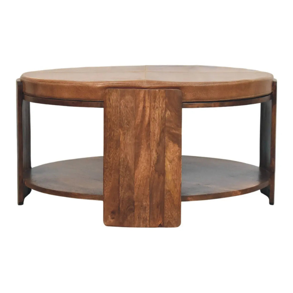 Savoy Leather Coffee Table – Roasted Almond Finish - Avivra