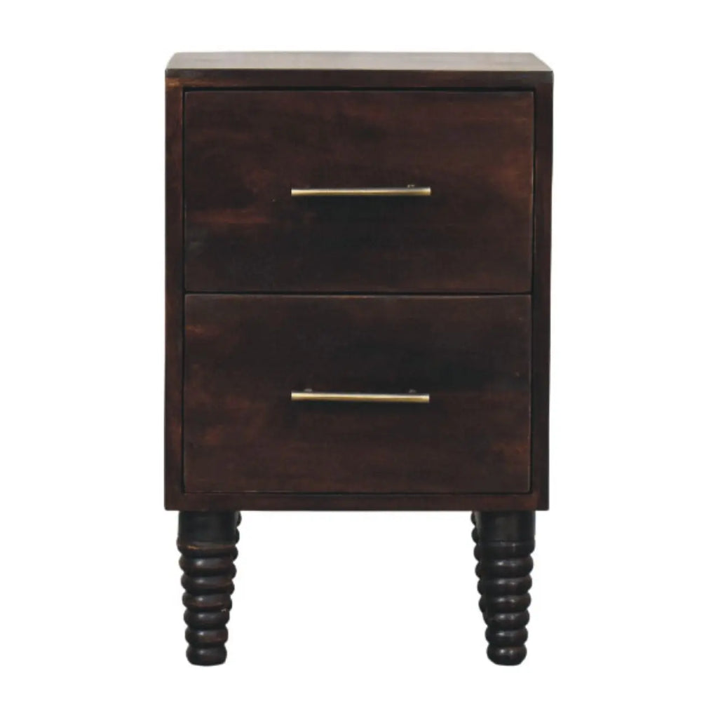 Spindle Mocha Bedside Table | Velvet Mocha Finish Avivra