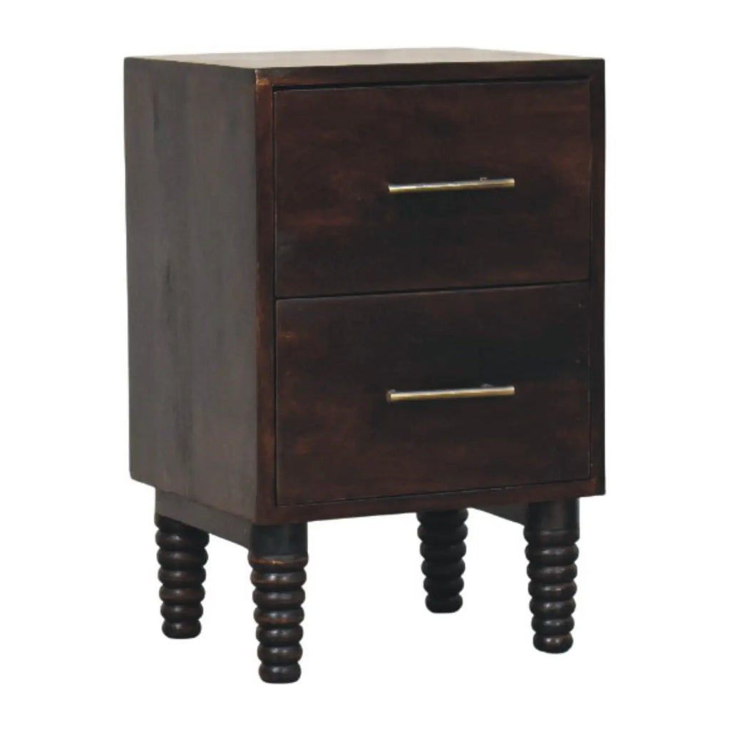 Spindle Mocha Bedside Table | Velvet Mocha Finish Avivra