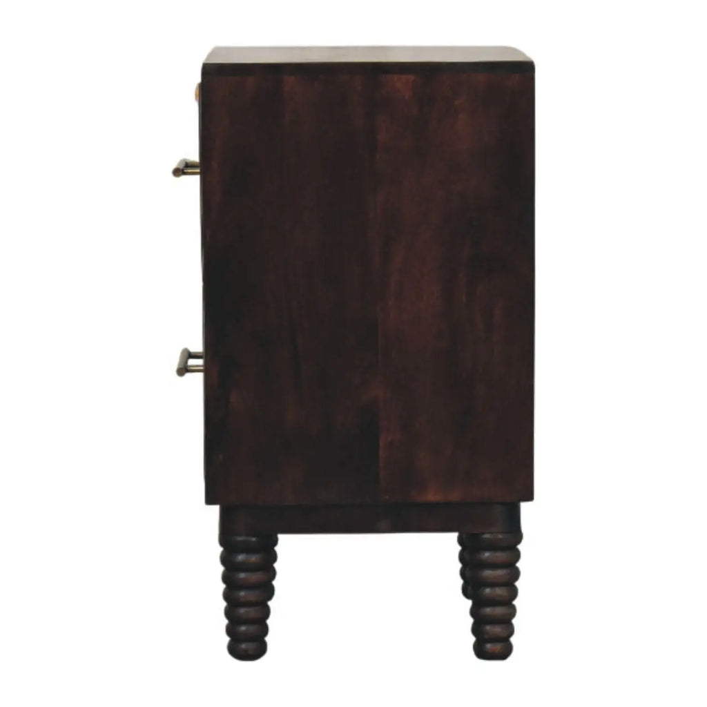 Spindle Mocha Bedside Table | Velvet Mocha Finish Avivra