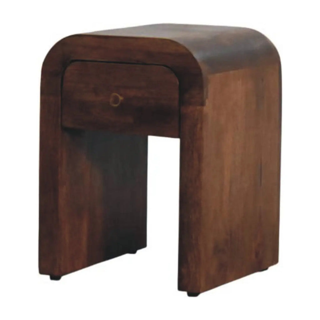 Curved Bedside Table | Roasted Almond Finish Avivra