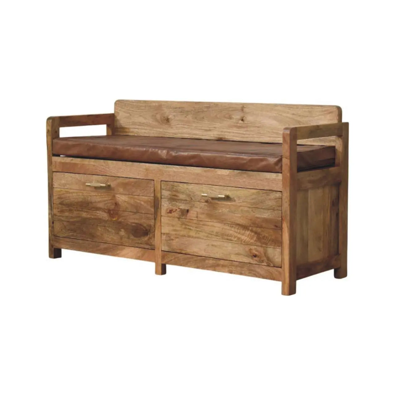 solid mango wood bench with drawers