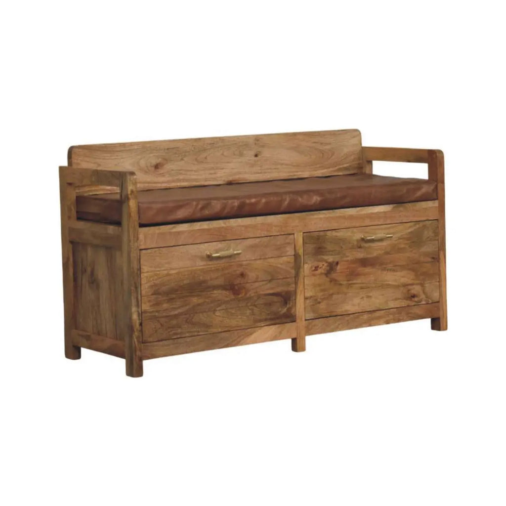entryway bench with leather cushion