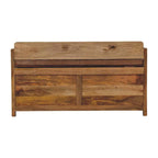 Oakish Storage Bench with Brown Leather Seat - Avivra