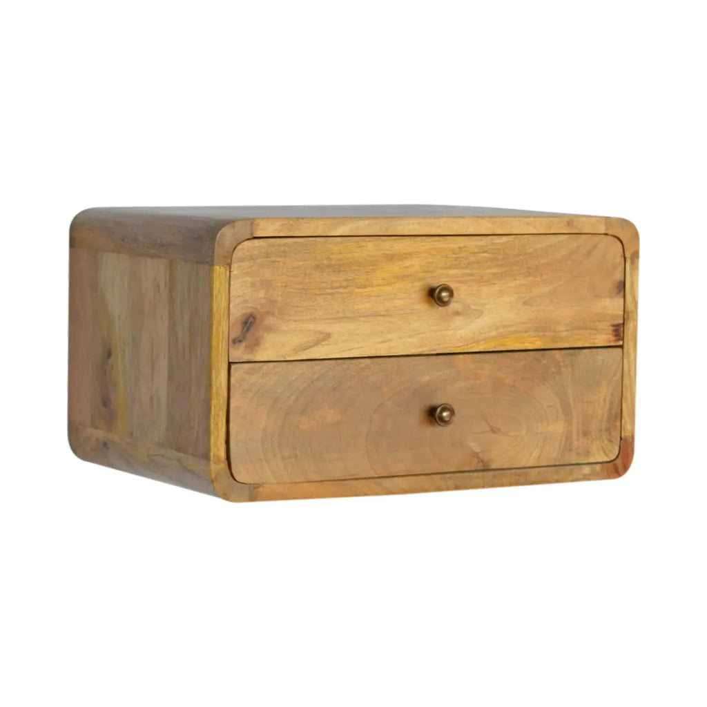 Curved Wall-Mounted Nightstand – Two Drawer - Avivra