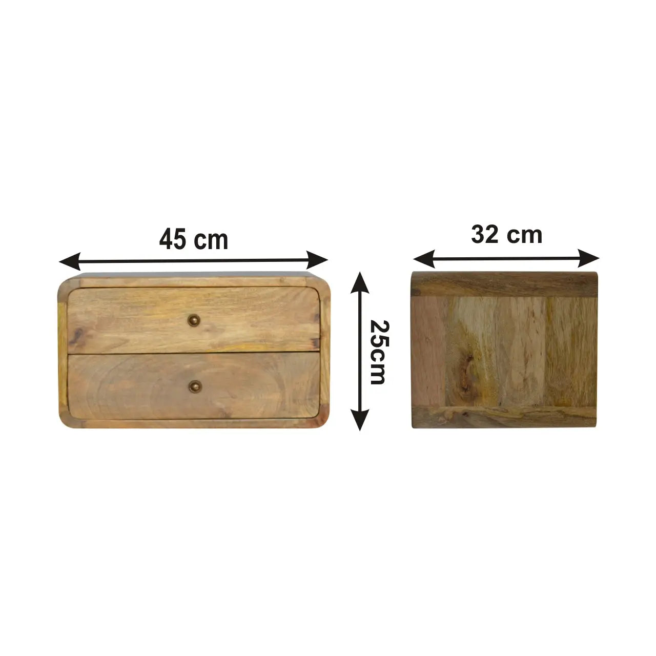 Curved Wall-Mounted Nightstand – Two Drawer - Avivra