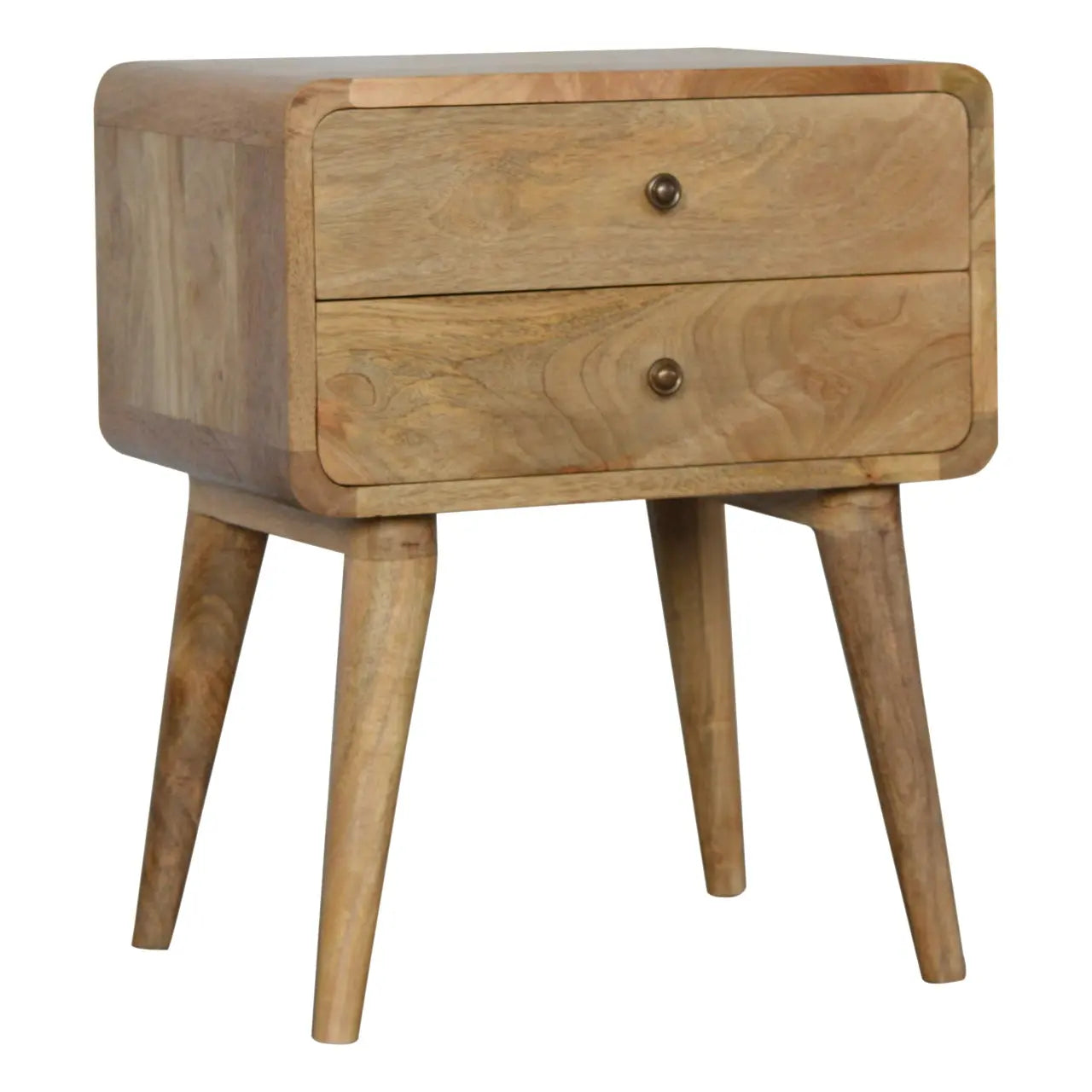 Curved Oak-ish Nightstand Avivra
