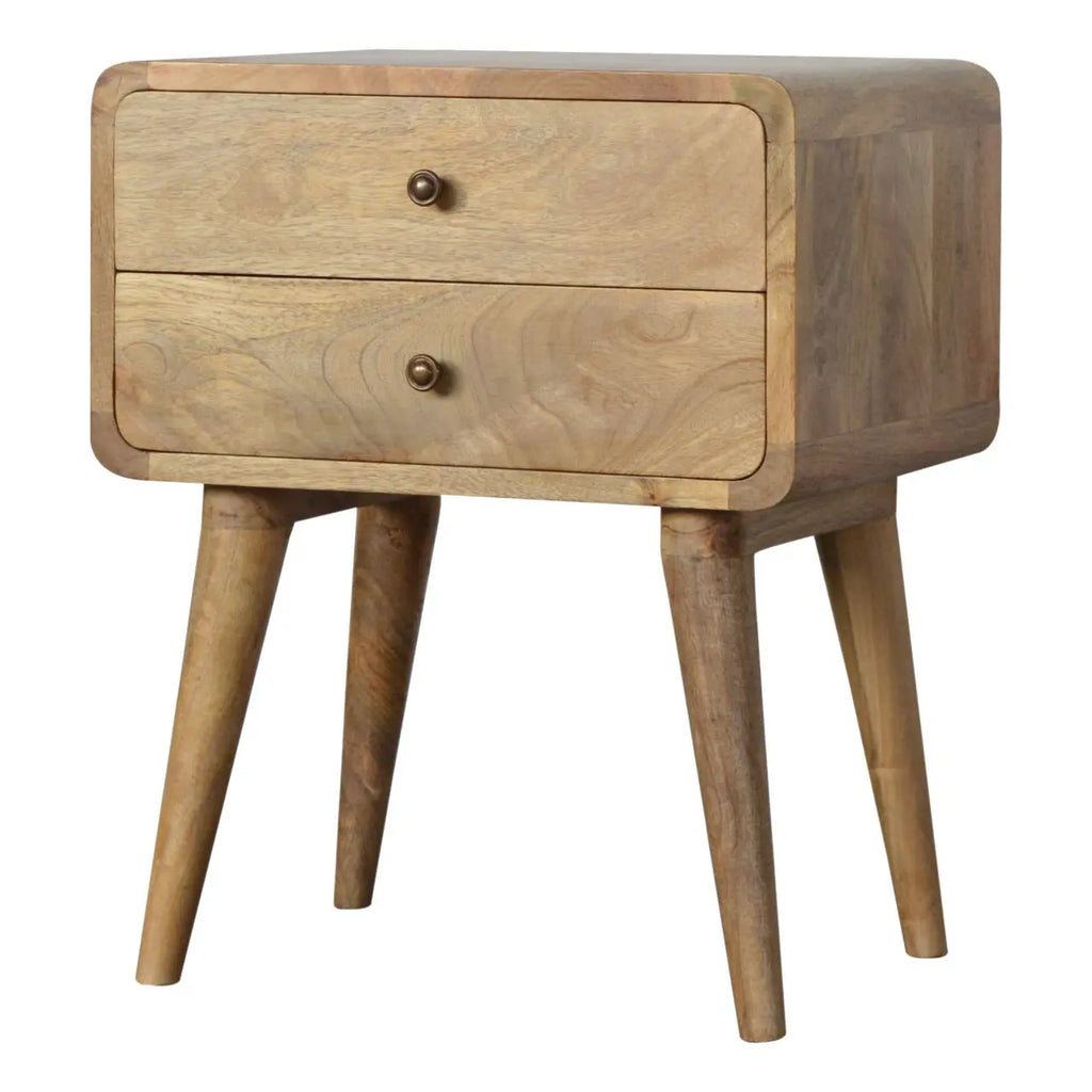 Curved Oak-ish Nightstand Avivra