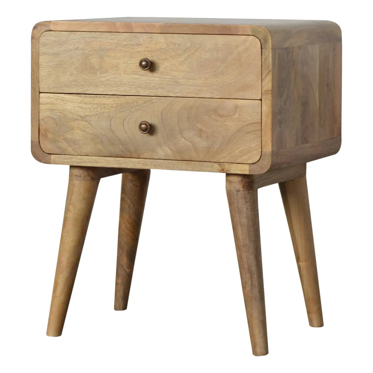 Curved Oak-ish Nightstand Avivra