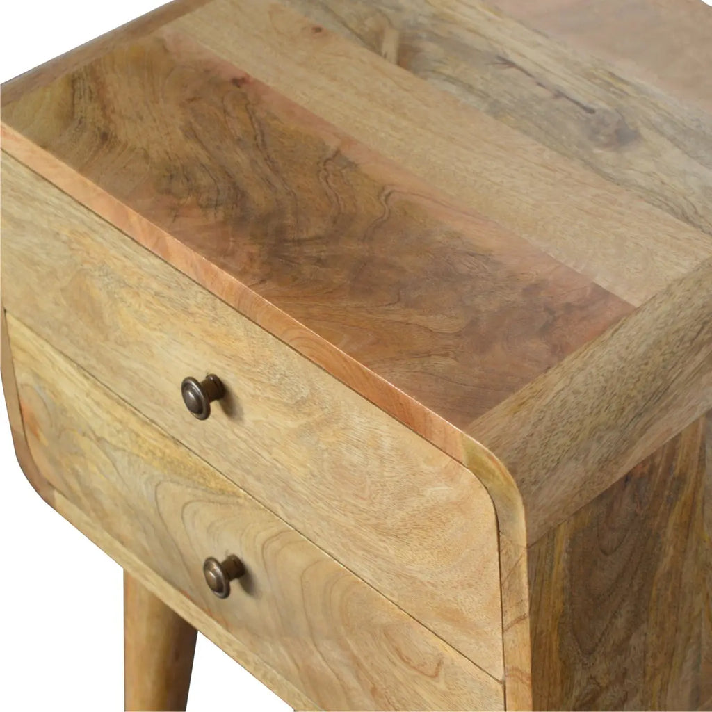 Curved Oak-ish Nightstand Avivra