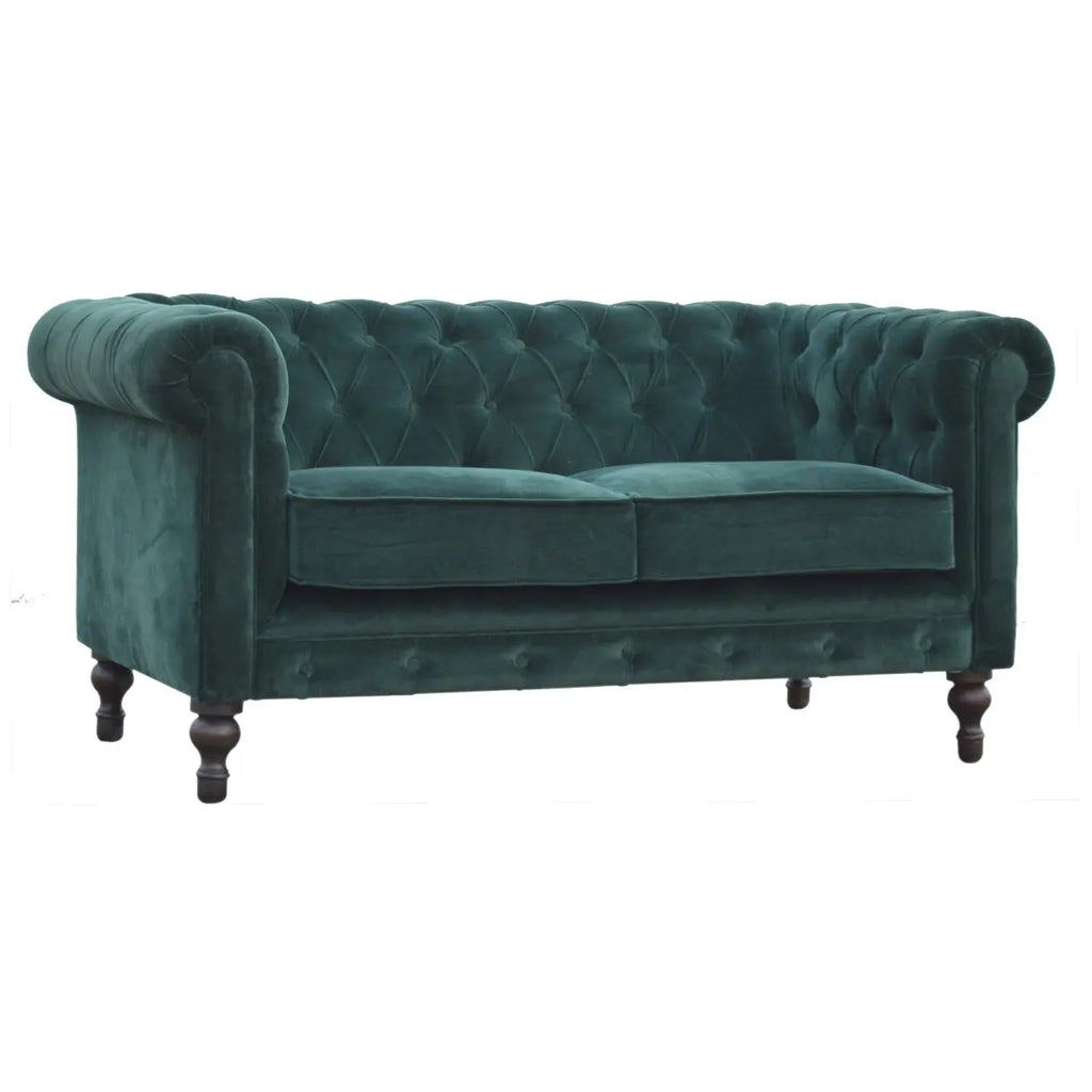 Emerald Green Velvet Chesterfield Sofa - Avivra