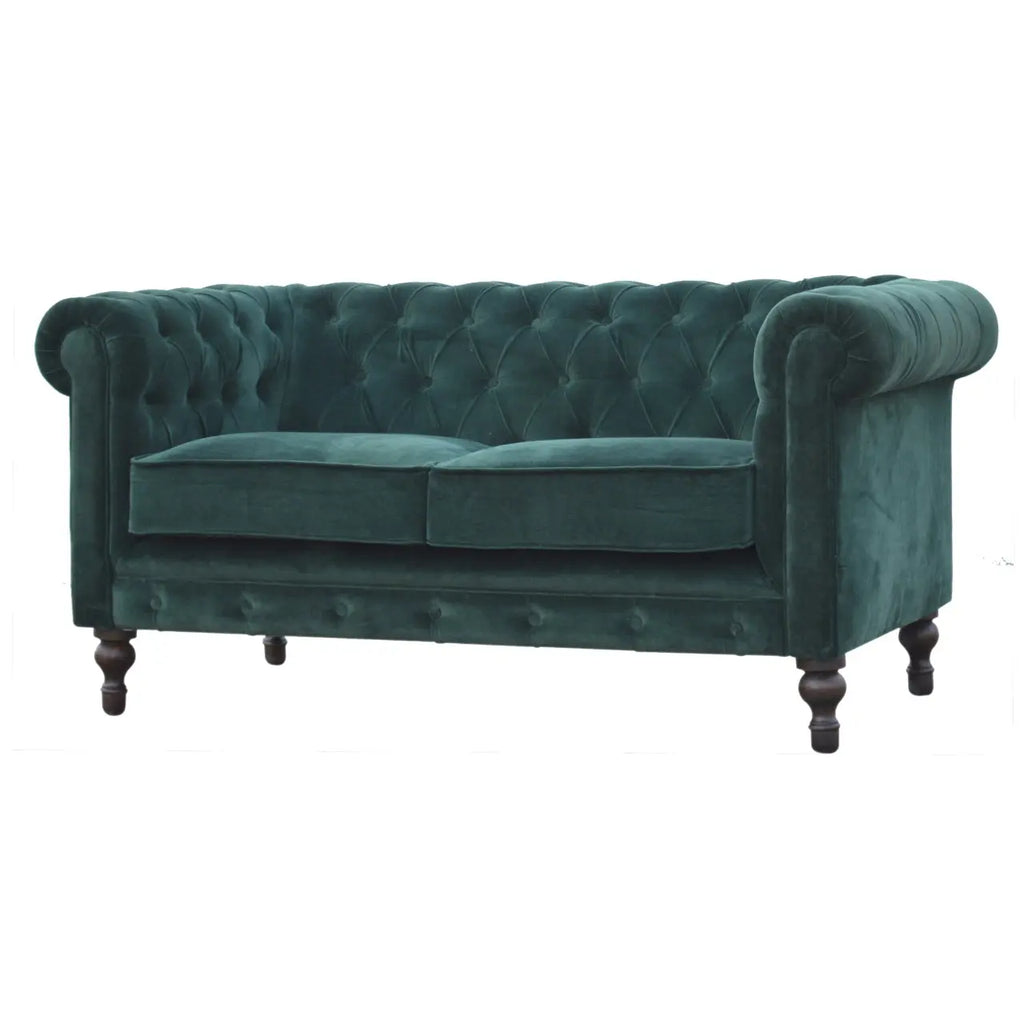 Emerald Green Velvet Chesterfield Sofa - Avivra