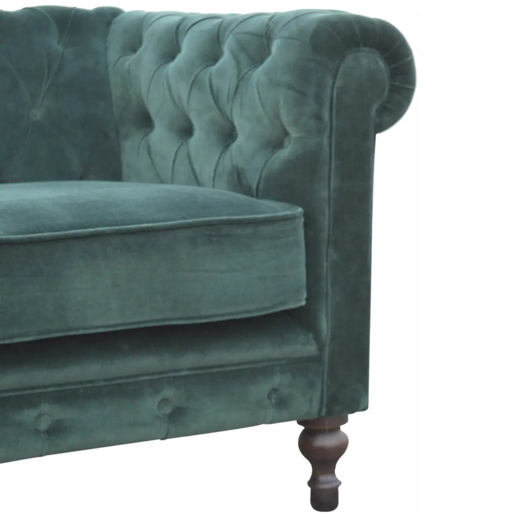 Emerald Green Velvet Chesterfield Sofa - Avivra