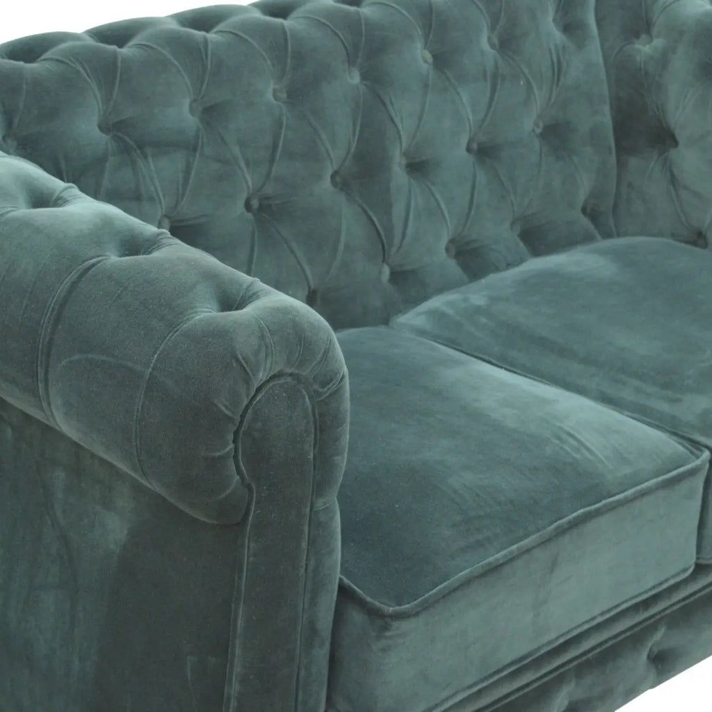 Emerald Green Velvet Chesterfield Sofa - Avivra