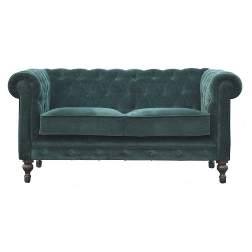 Emerald Green Velvet Chesterfield Sofa - Avivra
