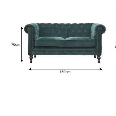 Emerald Green Velvet Chesterfield Sofa - Avivra
