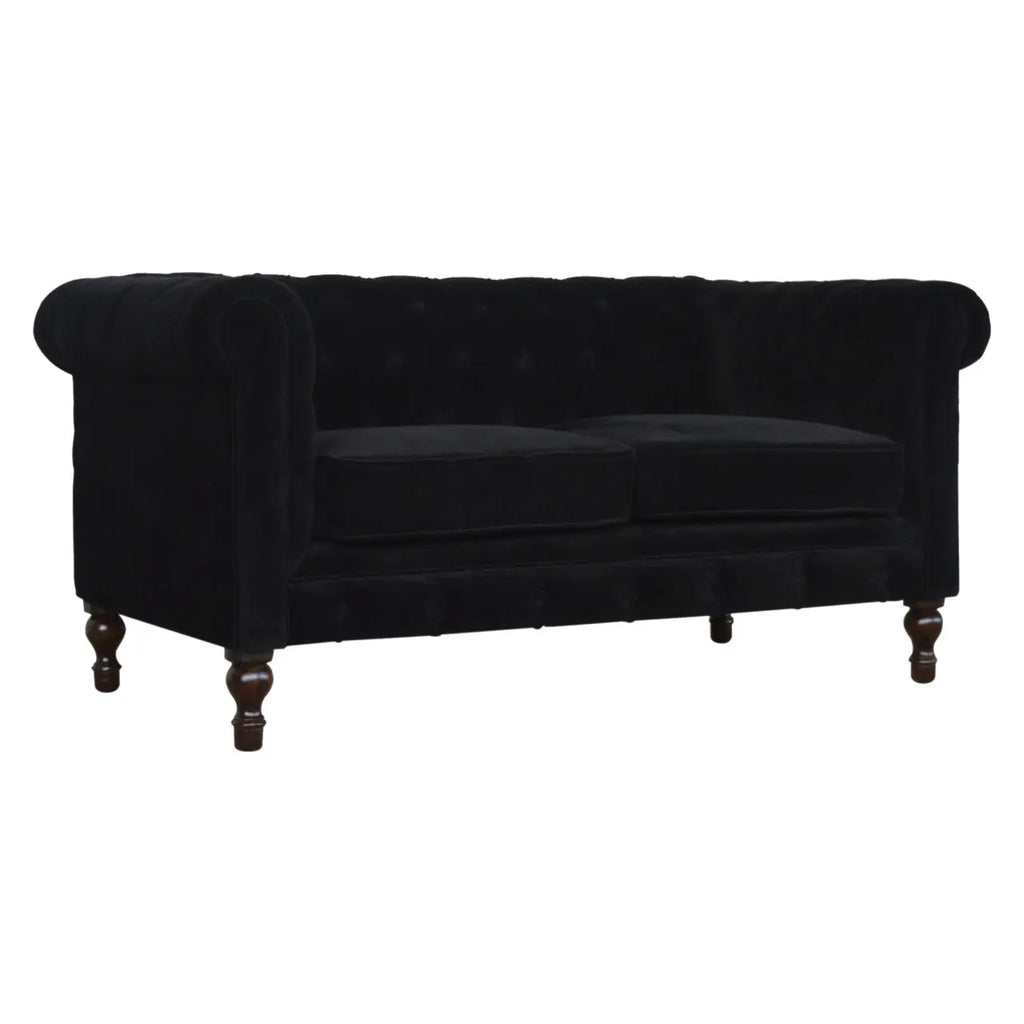 Black Velvet Chesterfield Sofa - Avivra