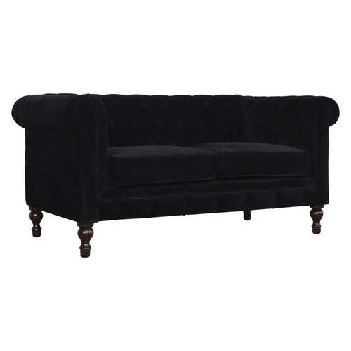 Black Velvet Chesterfield Sofa - Avivra